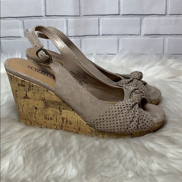 Seychelles Scorpio Tan Suede Cork Wedges Size 7.5 - Picture 4 of 6